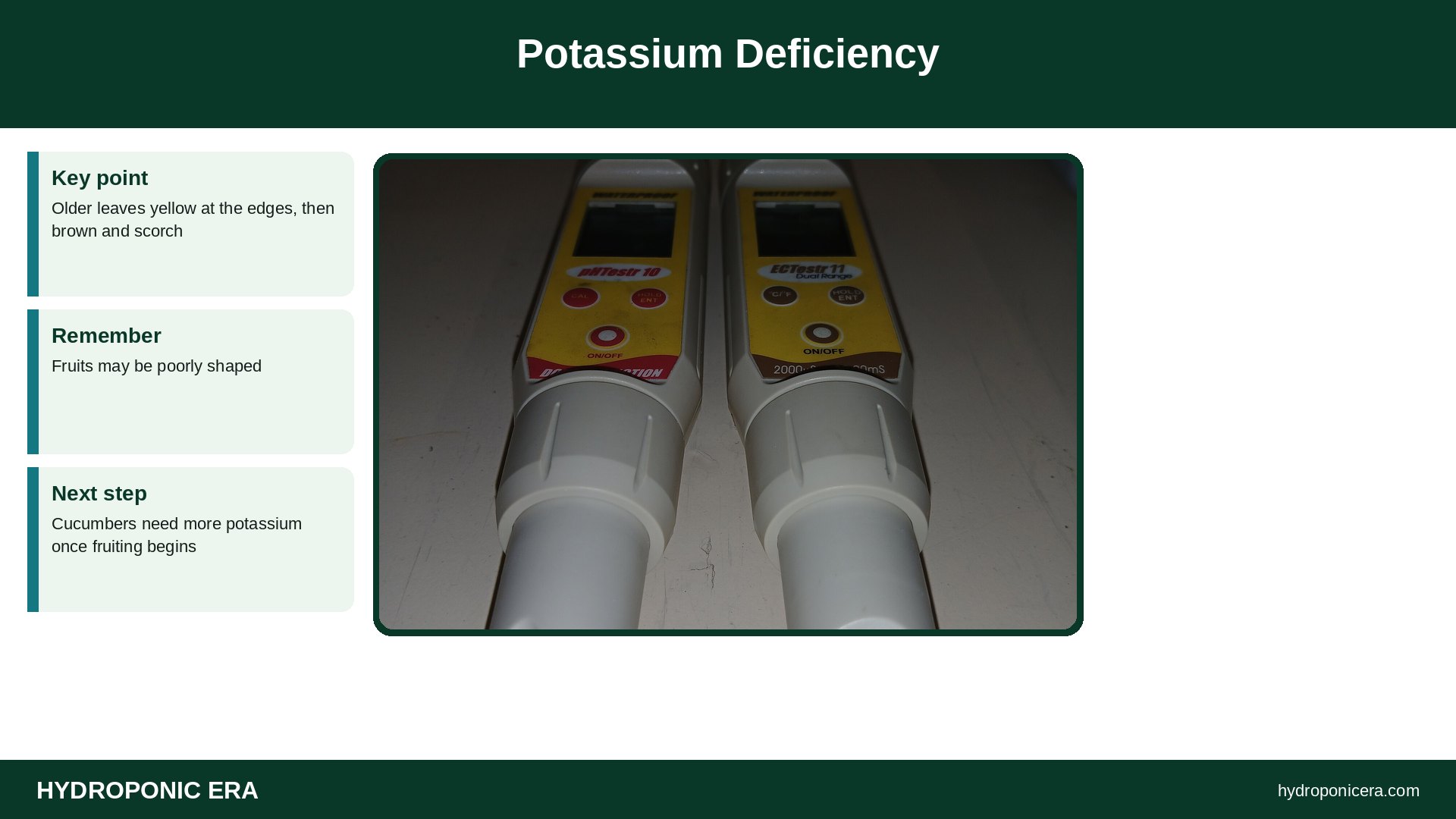cucumber leaves — Potassium Deficiency