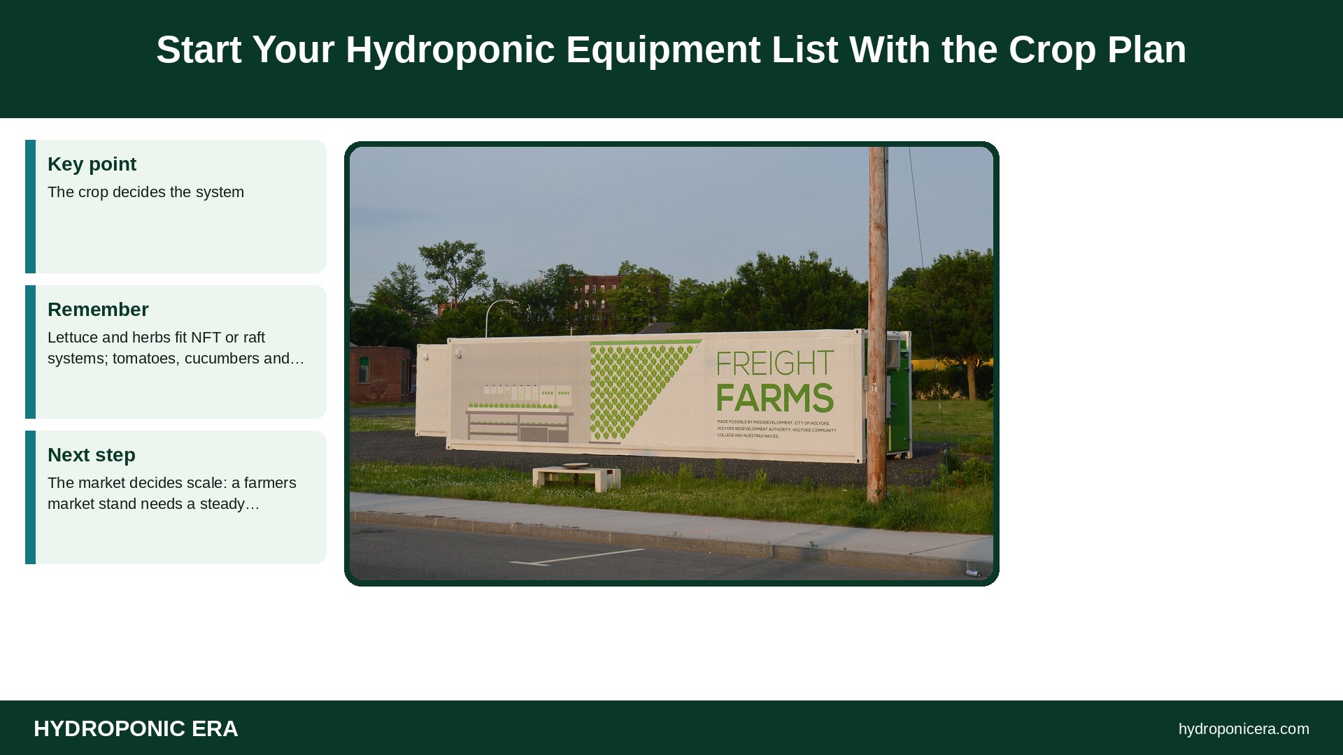 hydroponic equipment list — Start Your Hydroponic Equipment List With the Crop Plan