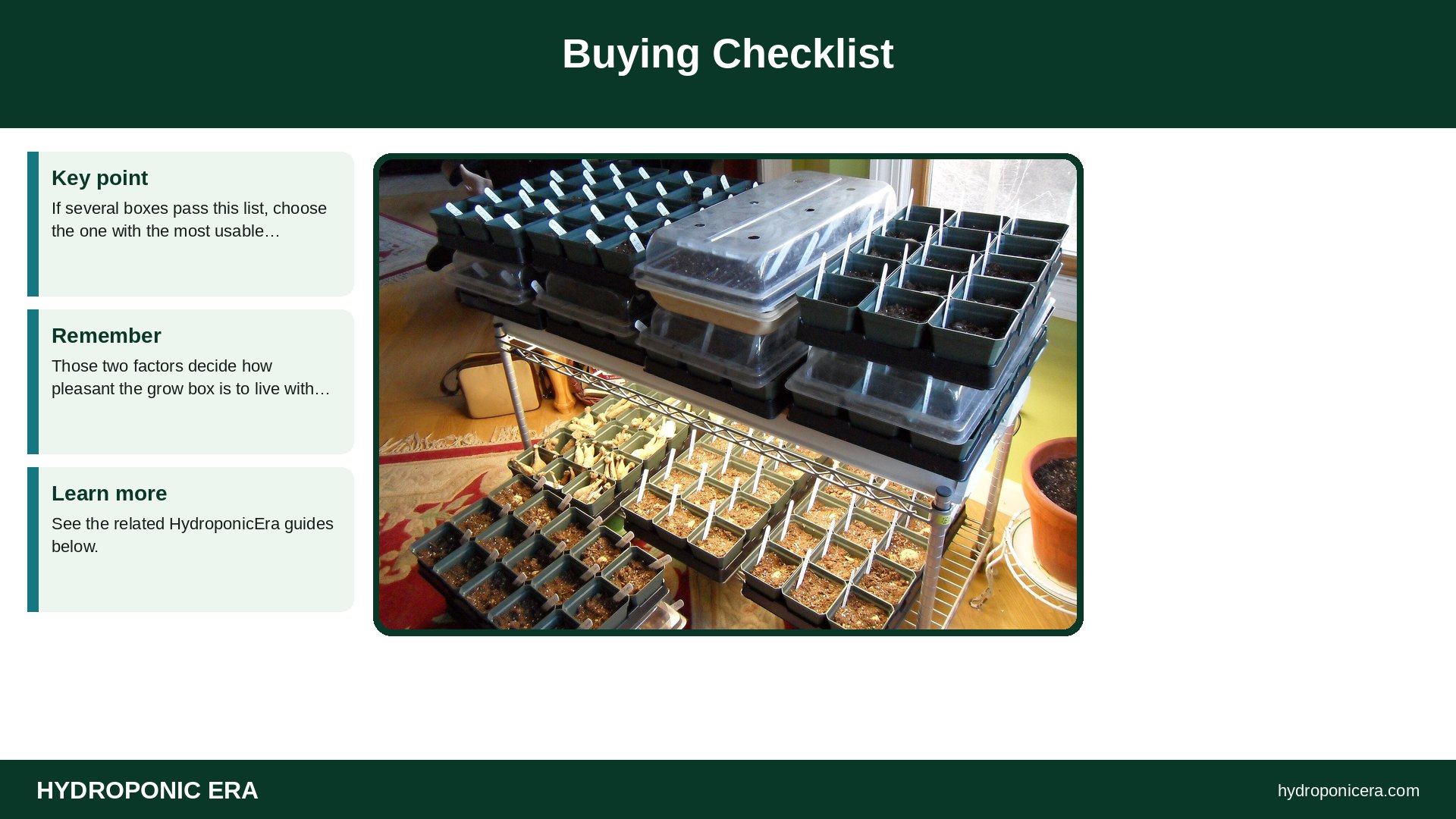grow box — Buying Checklist