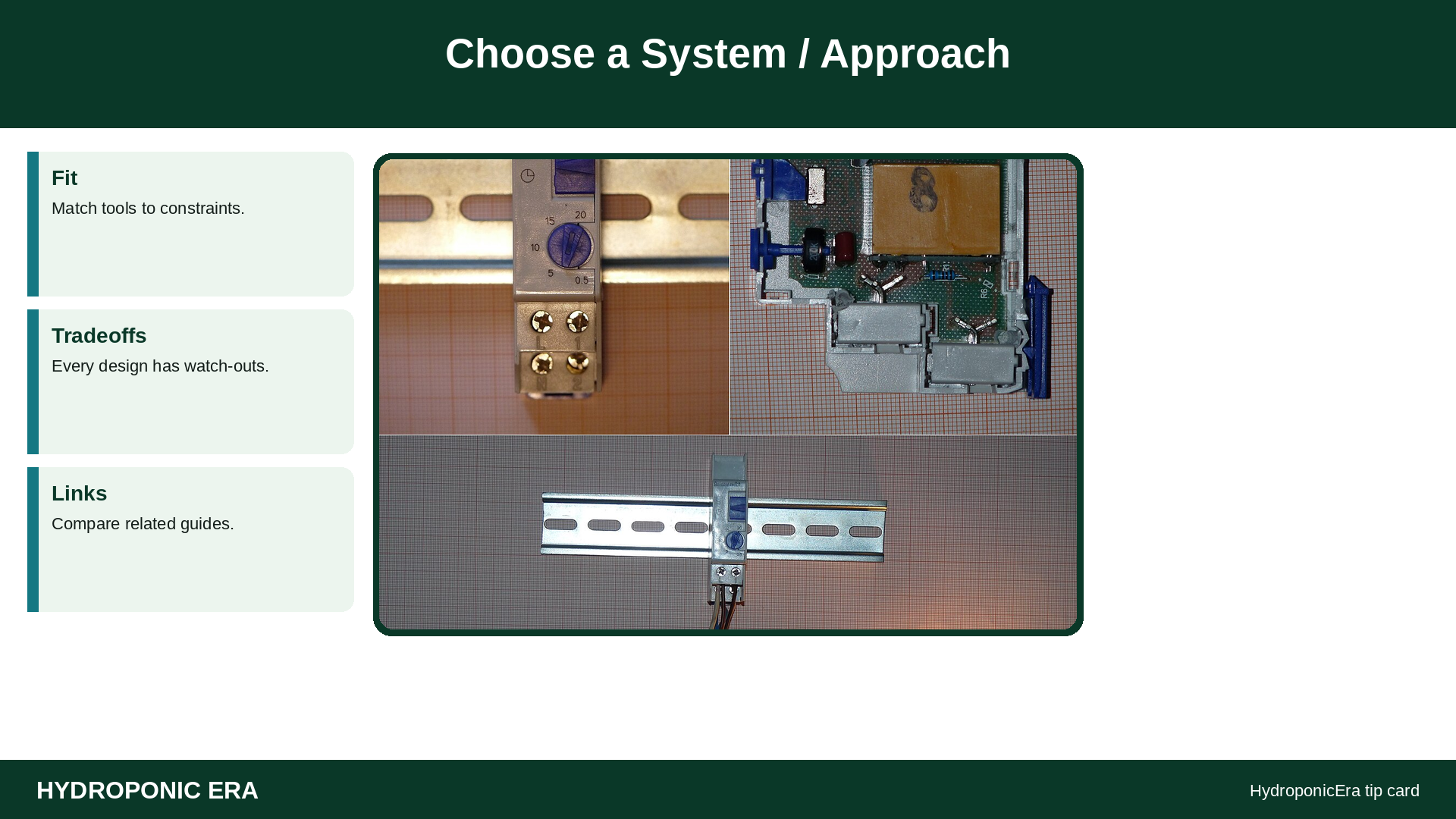 Choose a System / Approach — HydroponicEra tip card graphic