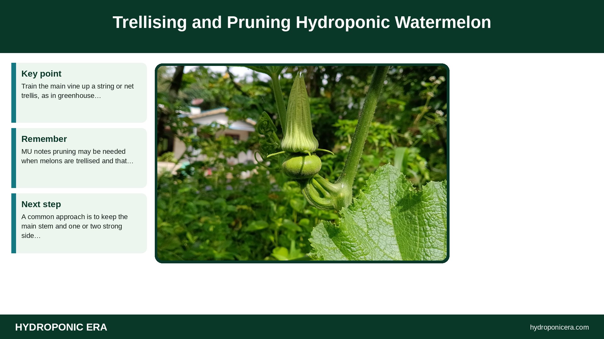 hydroponic watermelon — Trellising and Pruning Hydroponic Watermelon