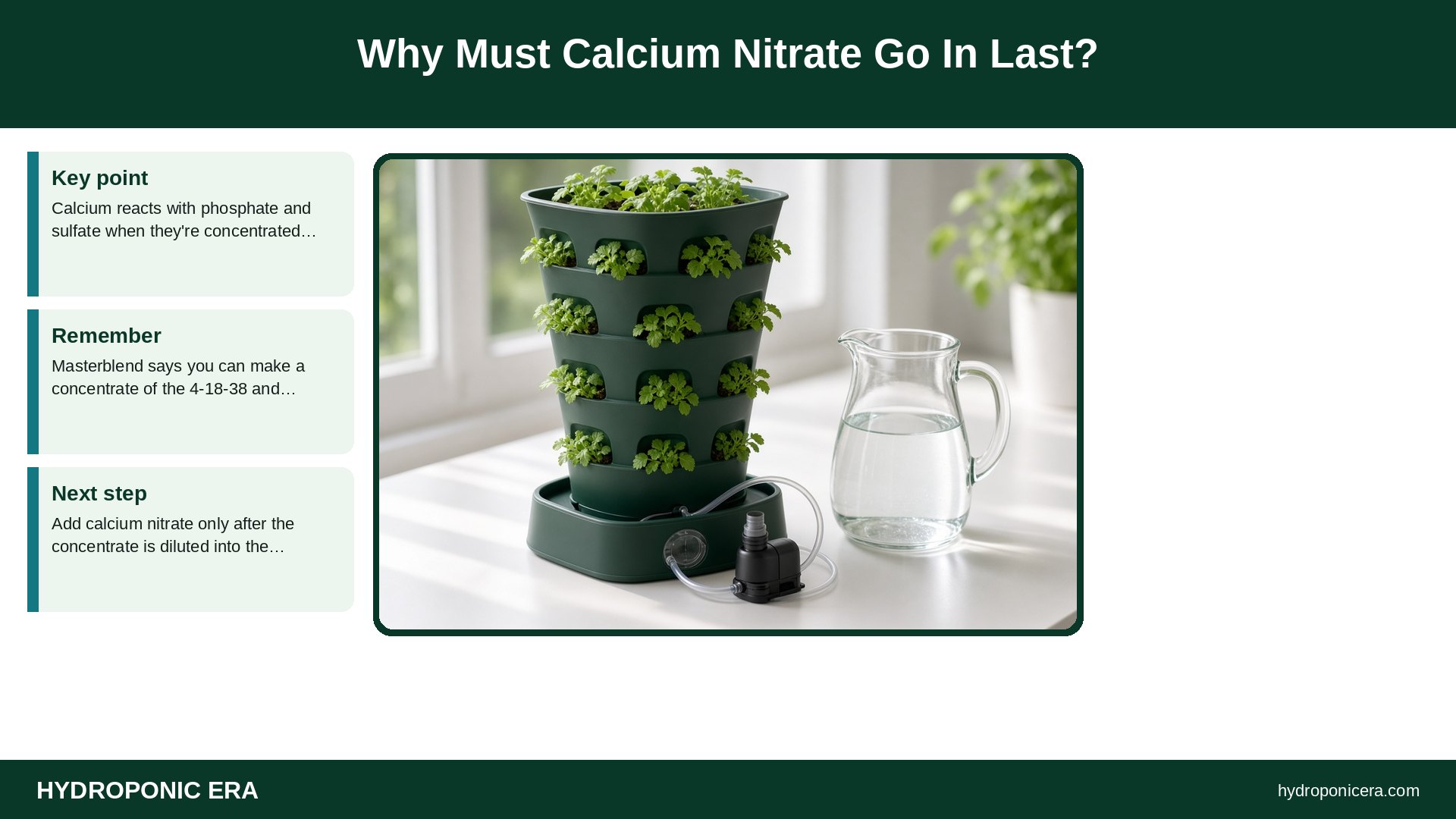 masterblend 4-18-38 — Why Must Calcium Nitrate Go In Last?