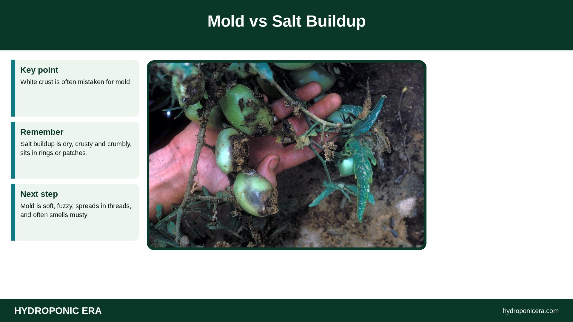mold on clay pebbles — Mold vs Salt Buildup