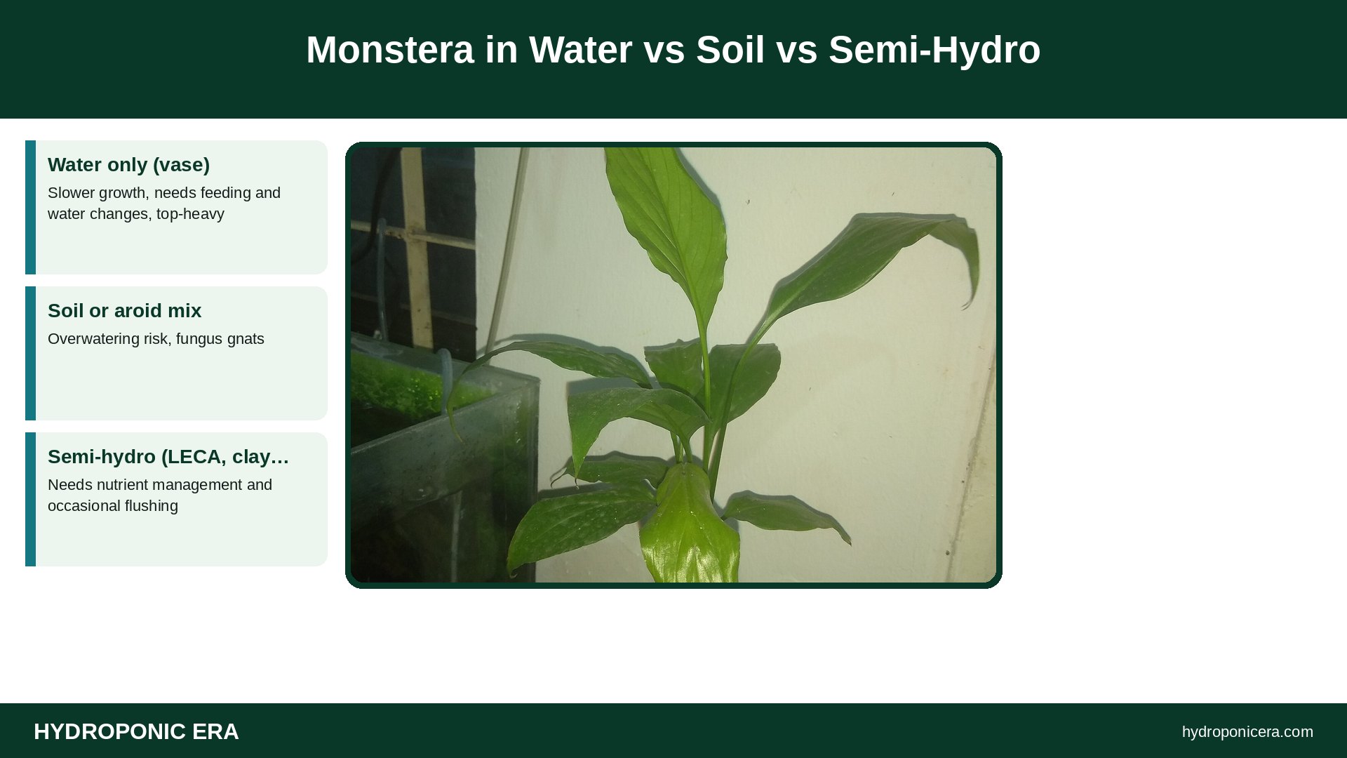 monstera in water — Monstera in Water vs Soil vs Semi-Hydro