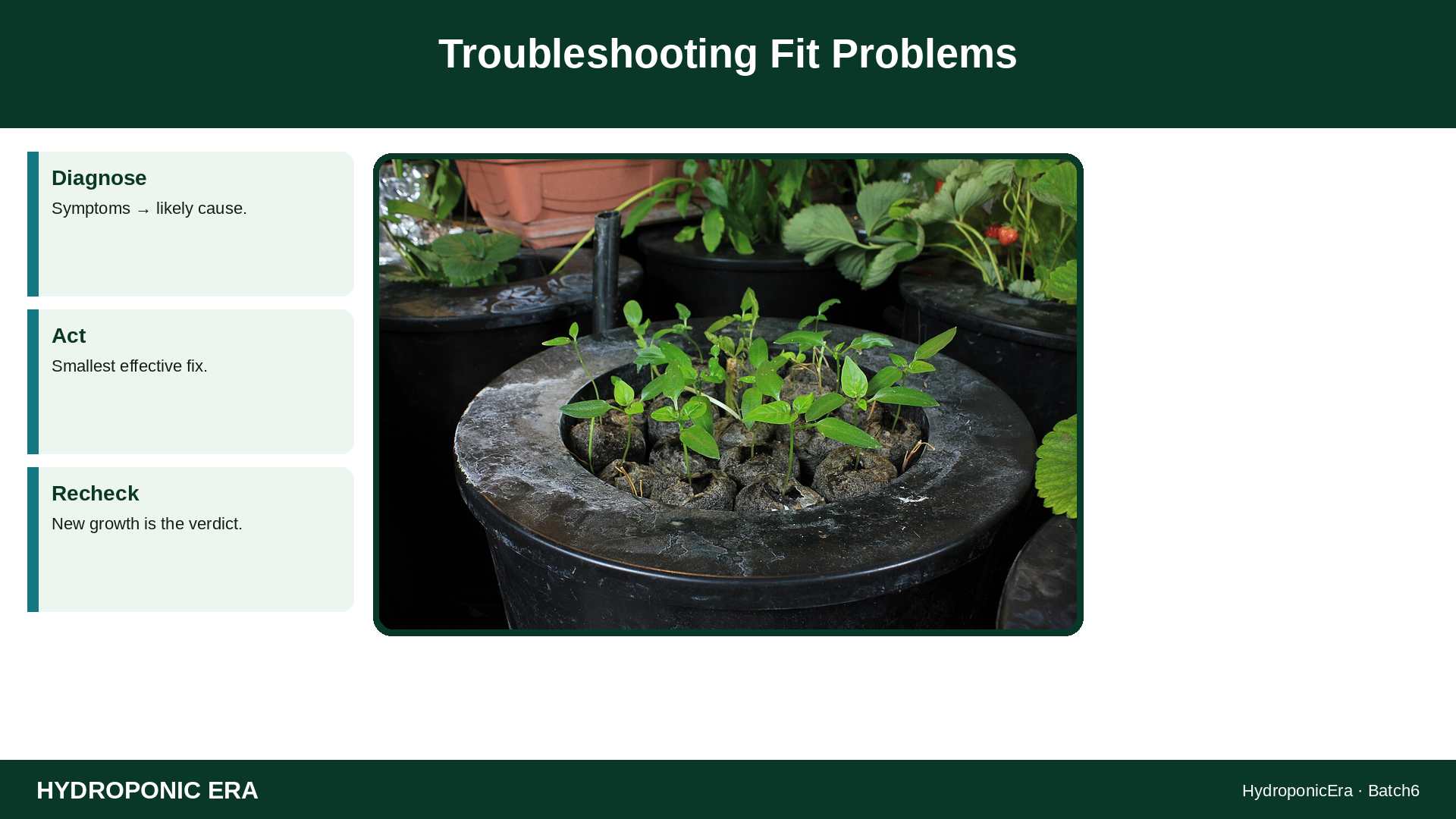 Troubleshooting Fit Problems — HydroponicEra tip card graphic