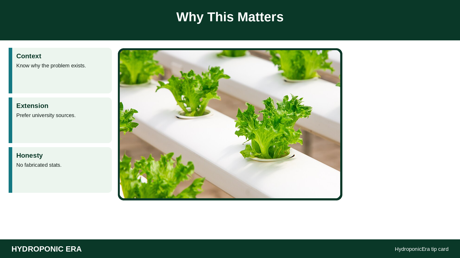 Why This Matters — HydroponicEra tip card graphic