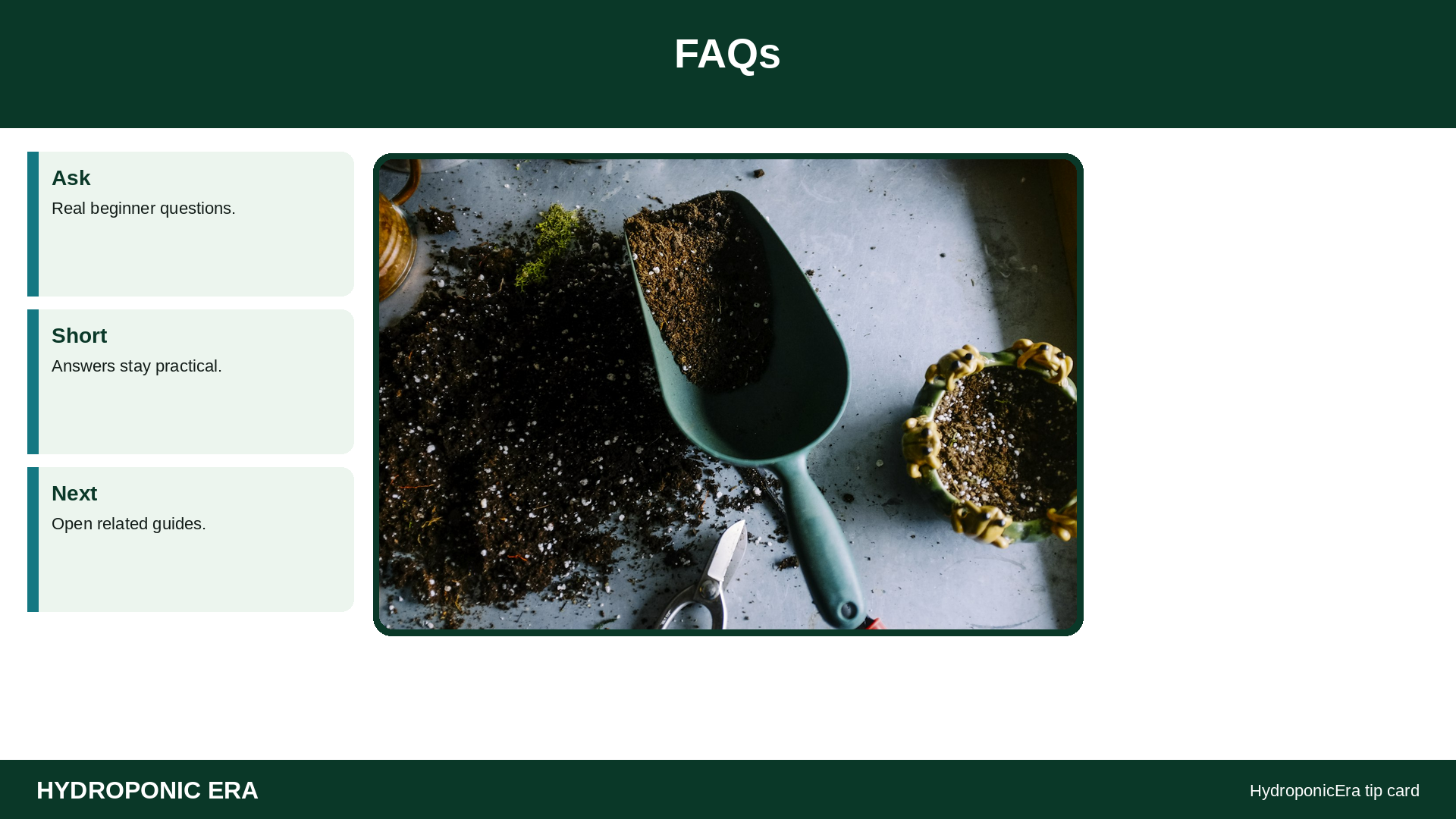 FAQs — HydroponicEra tip card graphic