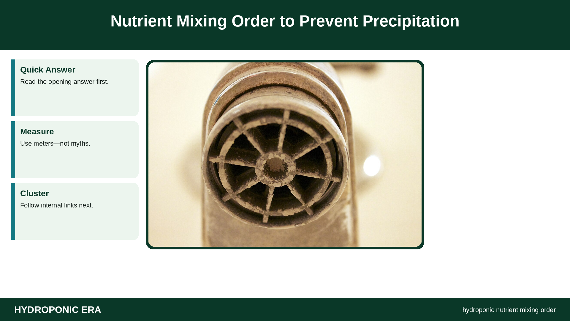 hydroponic nutrient mixing order — Nutrient Mixing Order to Prevent Precipitation