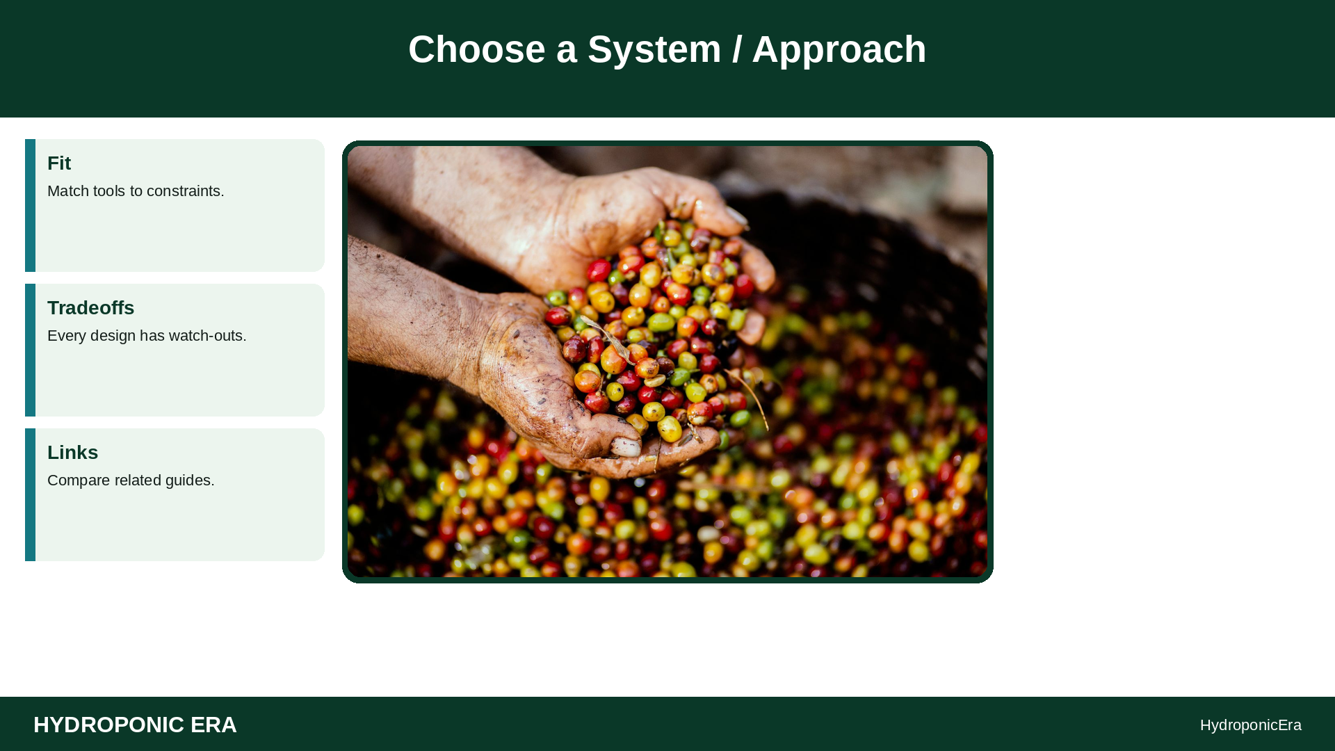 photo checklist diagnosing problems — Choose a System / Approach