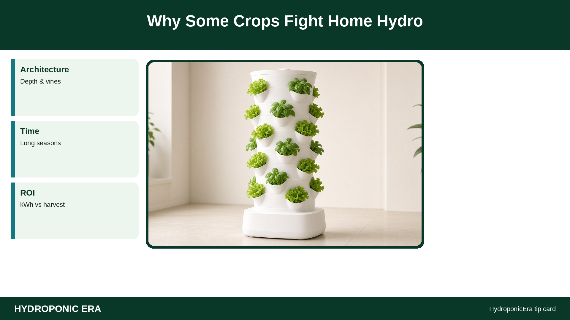Why Some Crops Fight Home Hydro — HydroponicEra tip card graphic