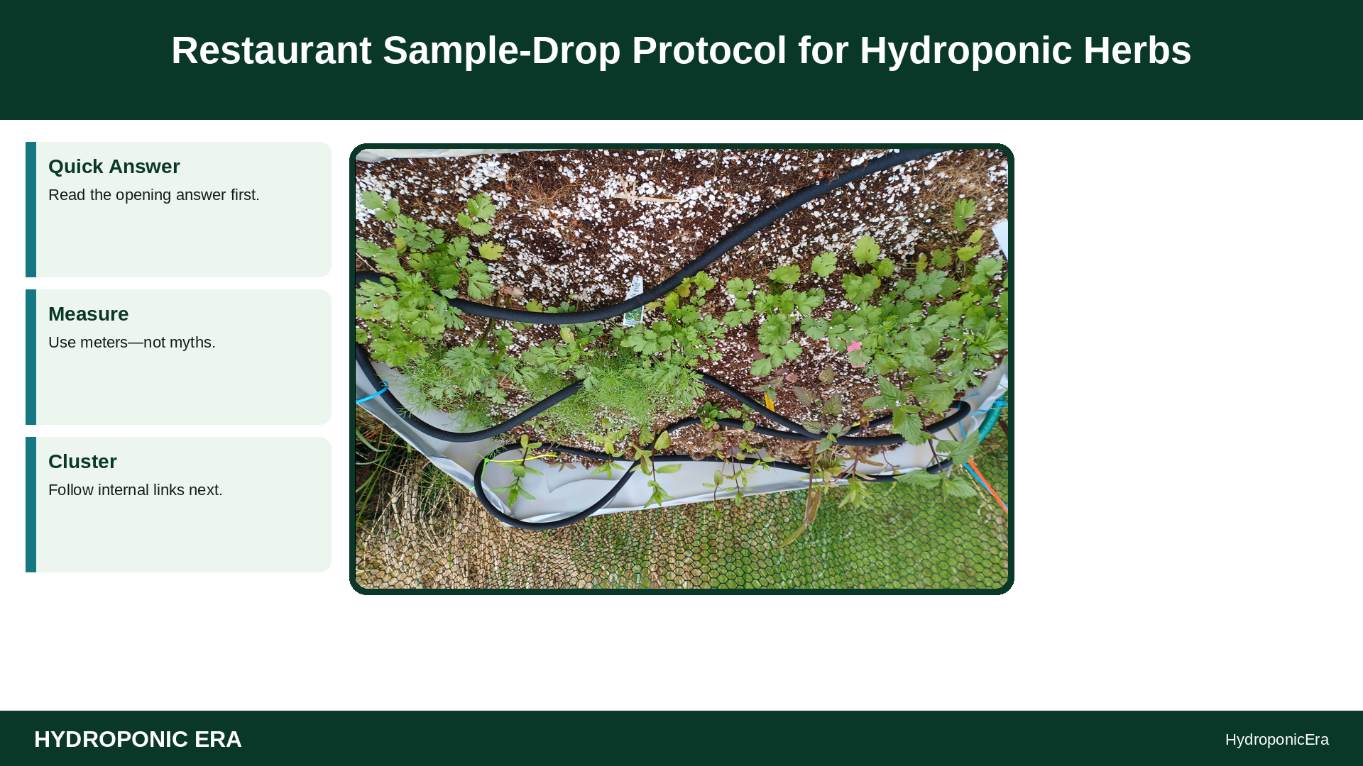 restaurant sample drop protocol hydroponic herbs — Restaurant Sample-Drop Protocol for Hydroponic Herbs