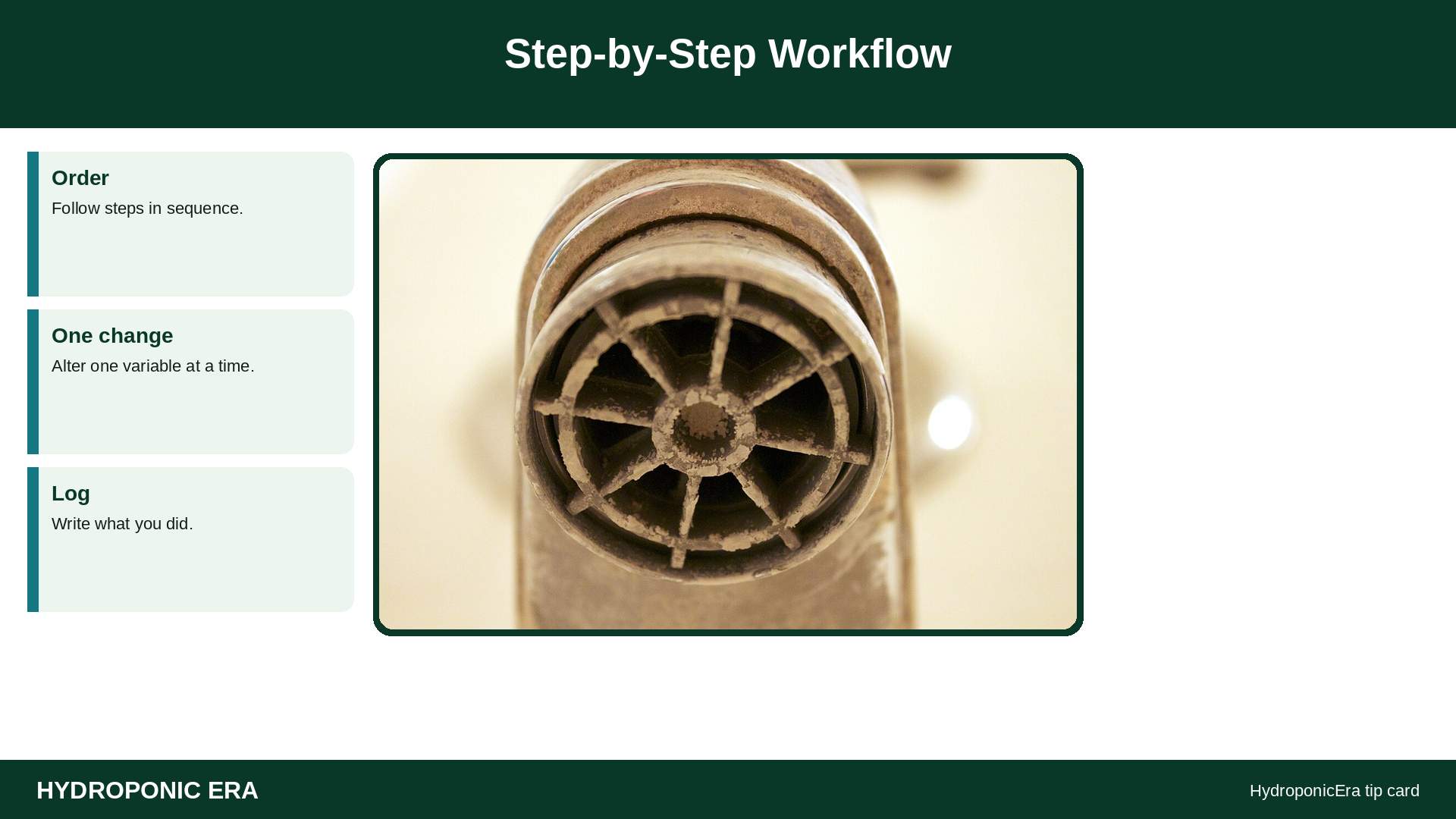 Step-by-Step Workflow — HydroponicEra tip card graphic