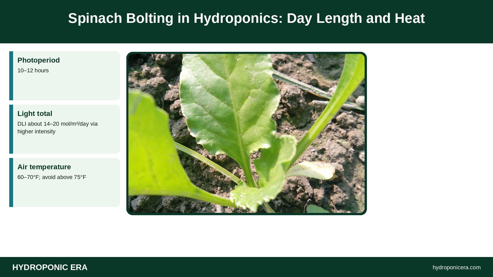 spinach bolting — Spinach Bolting in Hydroponics: Day Length and Heat