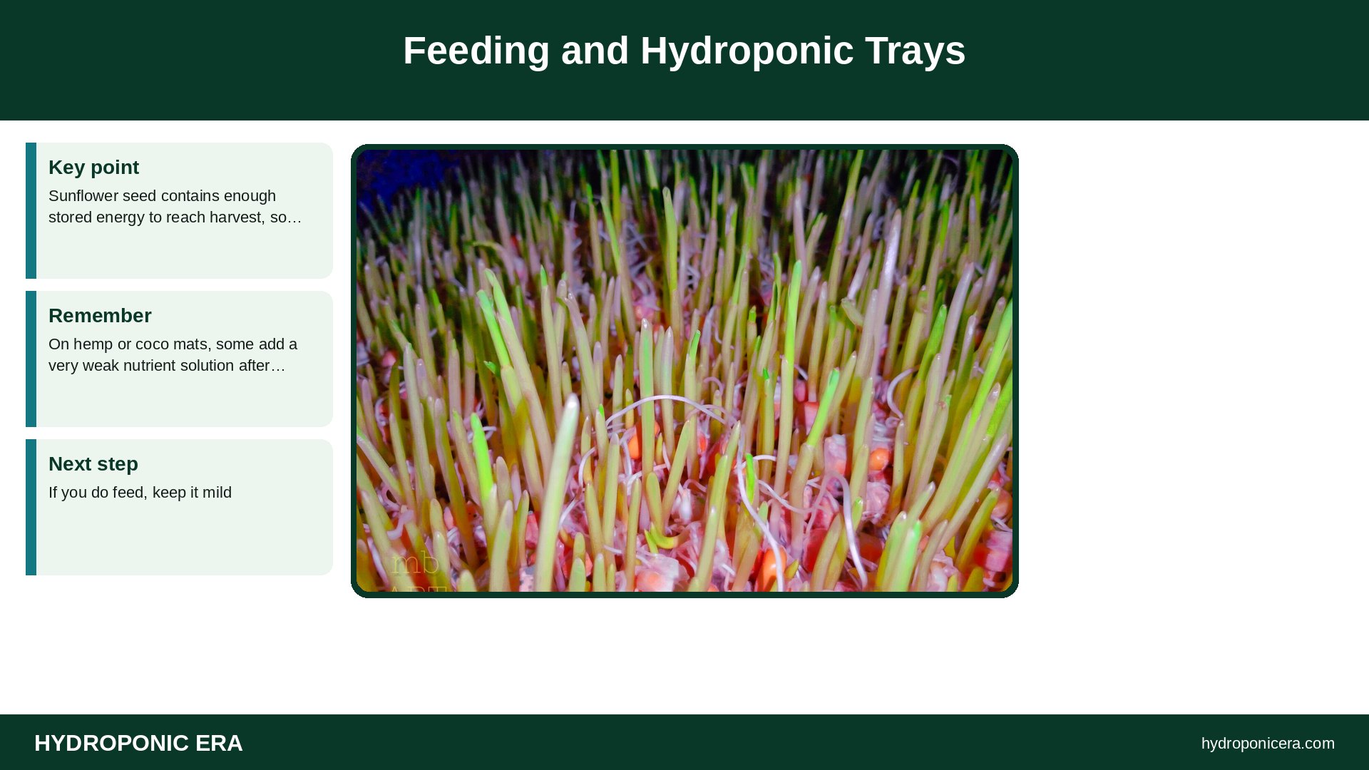 sunflower microgreens — Feeding and Hydroponic Trays