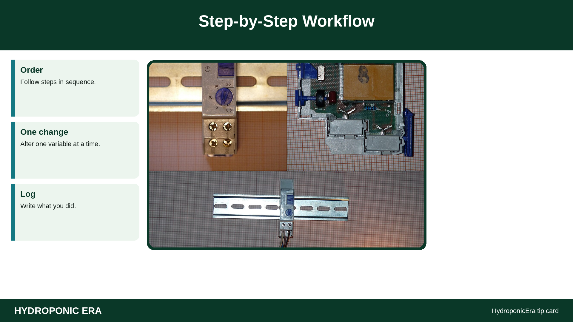 Step-by-Step Workflow — HydroponicEra tip card graphic